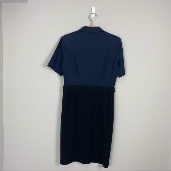 Tory Burch Loretta Navy Black Shirt Dress Two Tone Womens Medium Short Sleeve - Picture 2 of 7